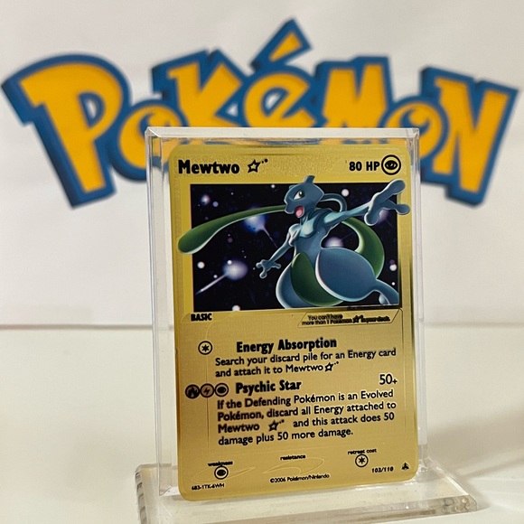Pokemon Mewtwo 103/110 Ex Holon Phantoms Metal Gold Card - Picture 3 of 3